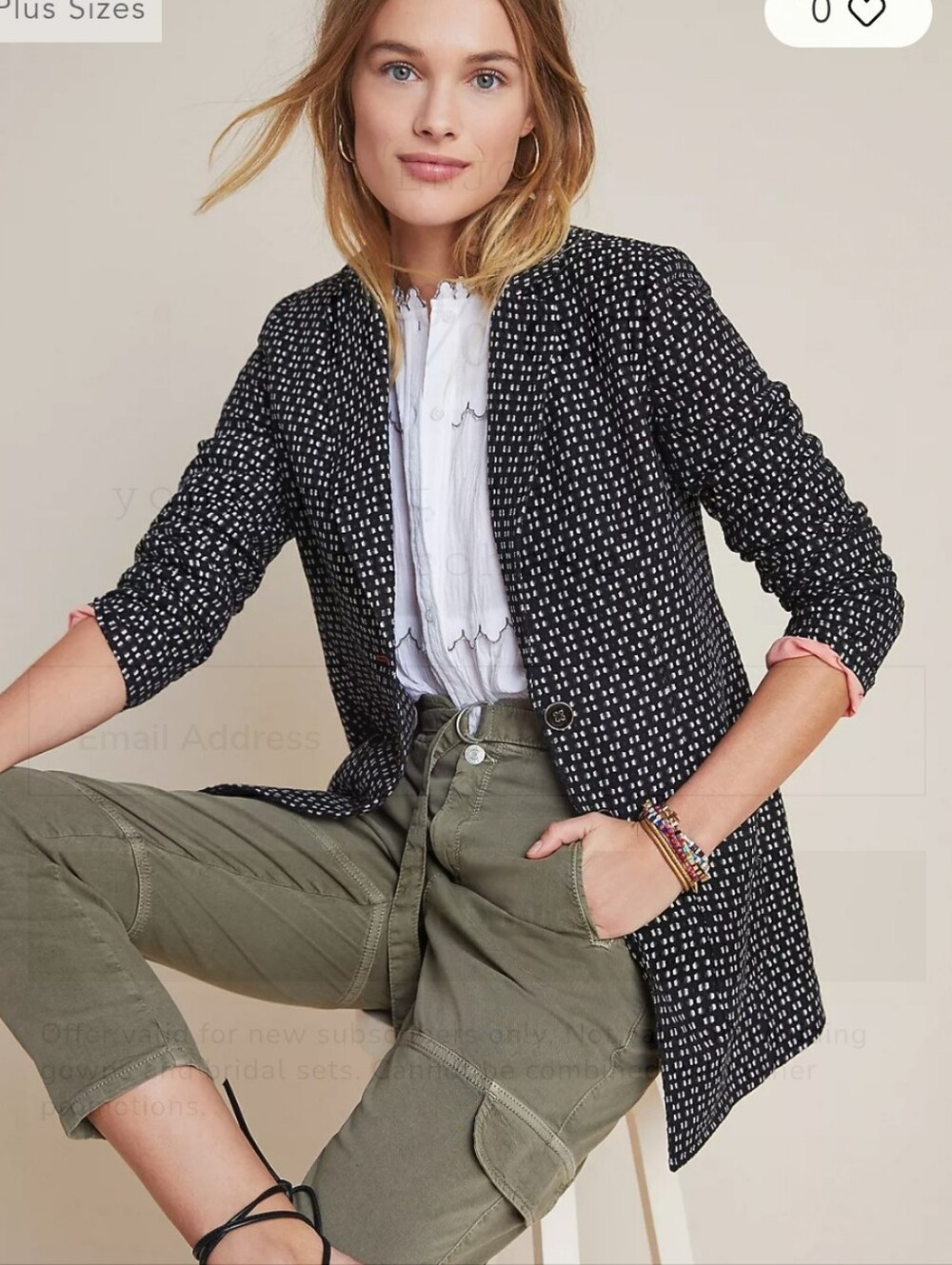 Anthropologie Black & White Filipa textured blazer small